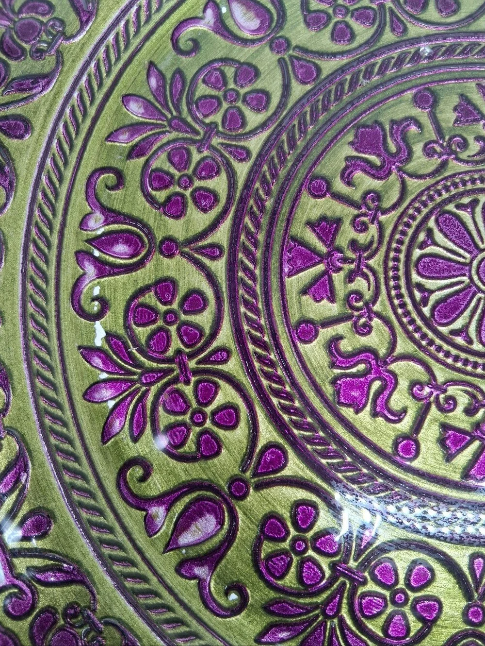 15.5 in. Large Decorative Floral Pattern Glass Server Platter Plate